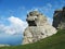 Rocks in mountains with clouds landscape view, nature travelling hiking