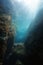 Rocks and natural sunlight underwater sea