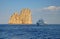 The rocks near the island of Capri and ships