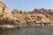 Rocks of Philae island at Nile river, Egypt