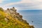 Rocks piled on the edge of the cliff