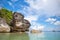 Rocks by the sea on Caramoan Island, Philippines, Asia. Beautiful seascape