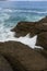 Rocks, Sea raging wild waves in the sea of the city of Santander, Spain