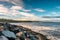 Rocks on a shore and Atlantic ocean, Lahinch town, county Clare, Ireland,