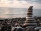 Rocks stack on the coast of   Sea beach