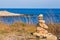 Rocks stack with coastline background