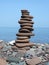 Rocks stacked on the beach of lake superior