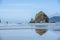 Rocks sticking out of the water on the Northwest coast of the Pacific Ocean at low tide