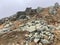 Rocks and stones in the autumn Swiss Alpine environment and in the St. Gotthard pass Gotthardpass mountain area, Airolo