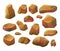 Rocks and stones. Cartoon Stones and rocks in isometric style. Set of different boulders.