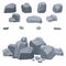 Rocks, stones collection. Different boulders in isometric 3d flat style