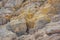 Rocks with sulfur crystals at Nisyros volcano