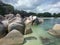 Rocks in Tanjung Tinggi Beach, Belitung Island, Indonesia