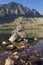 Rocks in a tranquil mountain lake