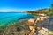 Rocks and turquoise water in Liscia di Vacca beach