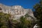 Rocks in the vicinity of Bakhchisarai in the Crimea against the blue sky in summer. Travel concept