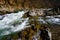 Rocks washed by mountain stream. Spring scenery