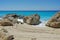 Rocks in the water at Megali Petra beach, Lefkada, Greece