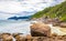 Rocks waves Praia Lopes Mendes beach Ilha Grande island Brazil