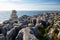 Rocks and waves of surf in the ocean near Cabo Carvoeiro, Peniche peninsula, Portugal