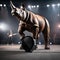 A rockstar rhino in leather pants, performing on a grand stage1