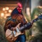 A rockstar rooster with wild feathers, strumming an electric guitar2