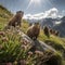 Rocky Alpine Marmots: A Peek into the Curious World of Alpine Wildlife. Generative AI