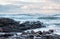 Rocky Atlantic coastline on a stormy winter day