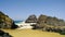 Rocky Atlantic ocean coastline of Adraga beach, Portugal