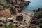 Rocky beach and beautiful natural surroundings summer time at Kullaberg nature reserve in Sweden.