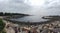 Rocky beach at Oarweed Cove, panoramic view on a gloomy cloudy day, Ogunquit, ME, USA