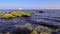 Rocky beach and passenger ship