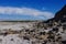 Rocky beach at the Salton Sea in Imperial Valley, California