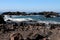 Rocky beach with waves in Tenerife, Spain