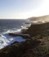 Rocky black lava coastline on Oahu