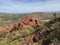 Rocky boulder on the Camelback mountain under a blue cloudy sky in Pheonix, Arizona