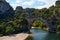 Rocky bridge in the gorge of the river Ardeche