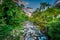 The Rocky Broad River at sunset, in Chimney Rock, North Carolina