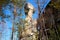 Rocky Butte `Idol` in the forest of the plateau in the upper reaches of the river Olkha Baikal region, Irkutsk region, Russian Fed