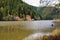 Rocky ceahlau peak and red lake