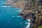 Rocky cliff, beach and shore - aerial view of coastal landscape , Tenerife north