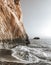 Rocky cliff landscape. Large stone in the sea. Tourist travel destination landmark in Paphos, Cyprus.