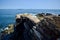 Rocky cliff overlooking the Atlantic Ocean near Portland Maine