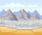 Rocky cliffs. Cross gorge. Failure with an abyss. Desert natural landscape with stones. Illustration in cartoon style