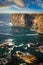 Rocky cliffs in Kilkee at sunny day, County Clare. Ireland