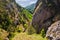 Rocky cliffs in Prosiecka dolina valley in Chocske vrchy