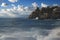 Rocky cliffs and surf along the coast at Bogliasco