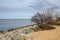 Rocky coast on the beach in Gorki Zachodnie