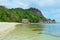 Rocky coast of La Digue island