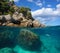 Rocky coast over under water surface Mediterranean